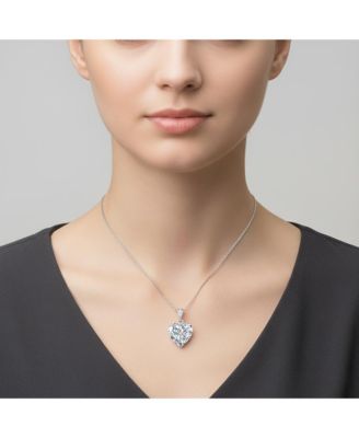Women's Sterling Silver White Cubic Zirconia Heart-shape Necklace