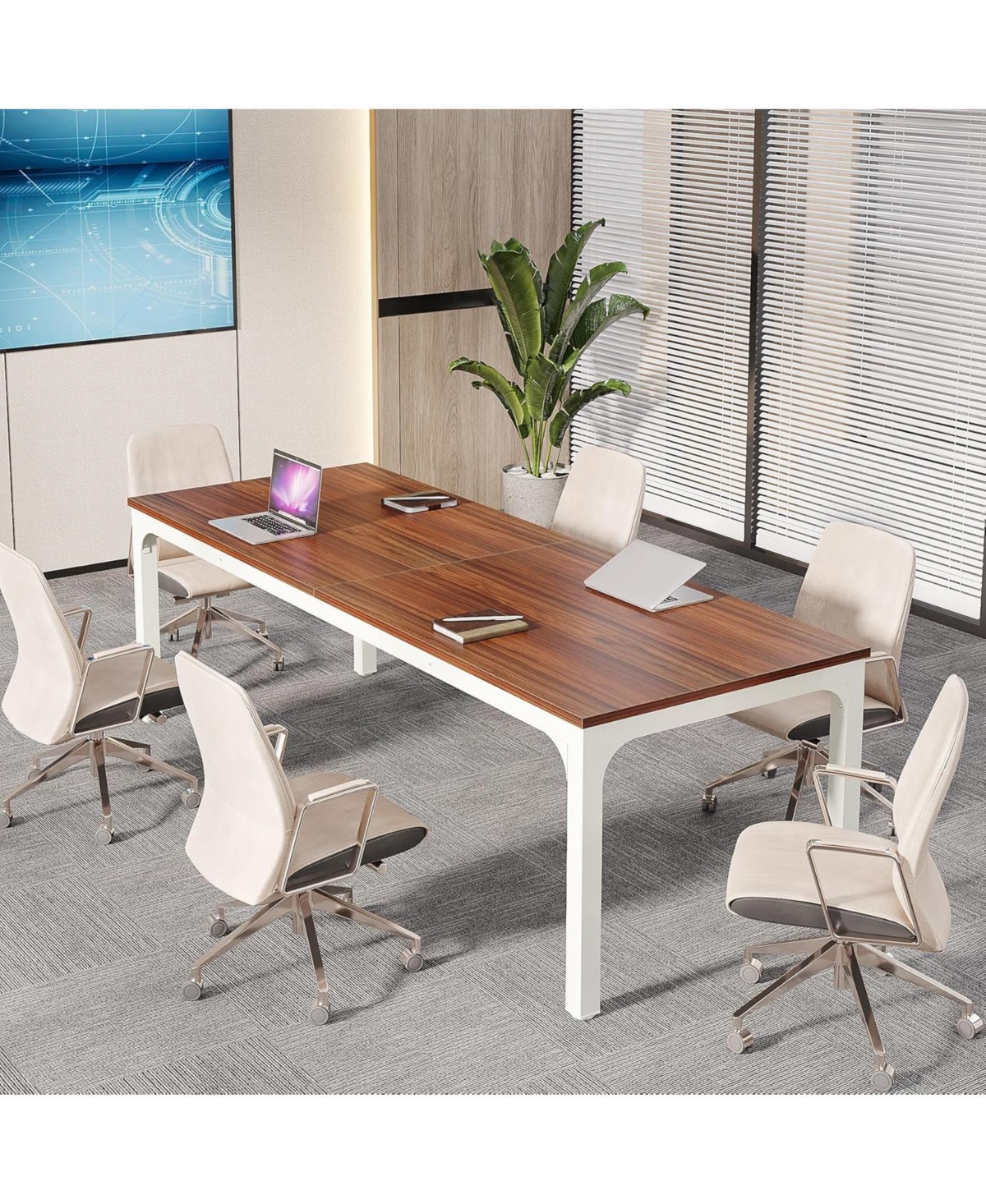 Tribesigns 6PCS 78.7" Conference Table Set – Modern Large Meeting Table for Office, Boardroom & Seminar Rooms
