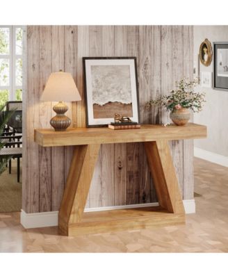 55" Farmhouse Console Table with Storage – Rustic Sofa Table