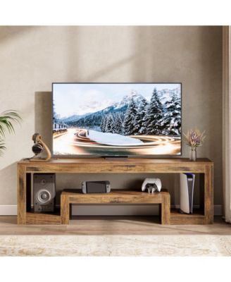 63-Inch TV Stand for 55/60/65/75-Inch TVs, Farmhouse Entertainment Center, Rustic Brown