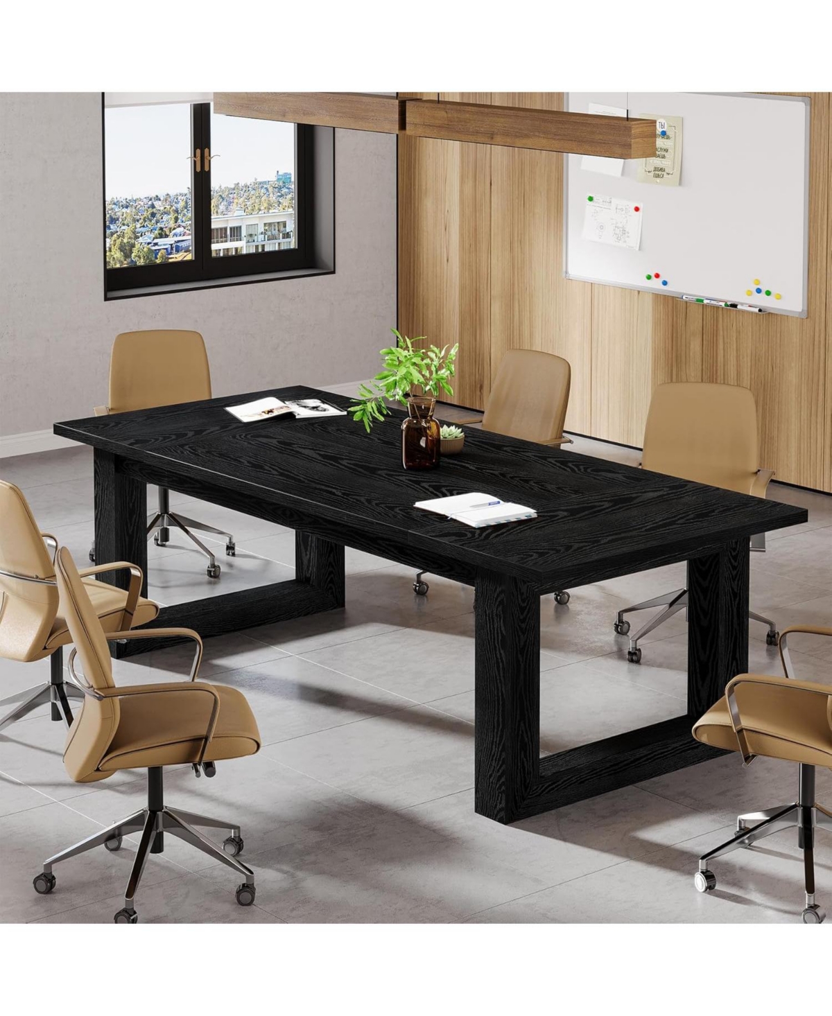 Tribesigns 2 Pcs Engineered Wood Modern Office Meeting Table