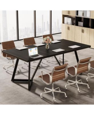 70.87" Conference Table, Rectangular Seminar Table Boardroom Desk for Office Meeting Conference Room