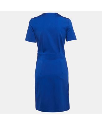 Blue Logo Plaque Jersey Zipper Detail Mini Dress