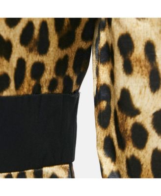 Women's Couture Brown Leopard Print Cotton Blend Shirt Dress