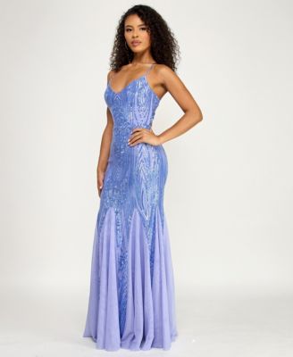 Juniors' Sequin Detail V-Neck Dress