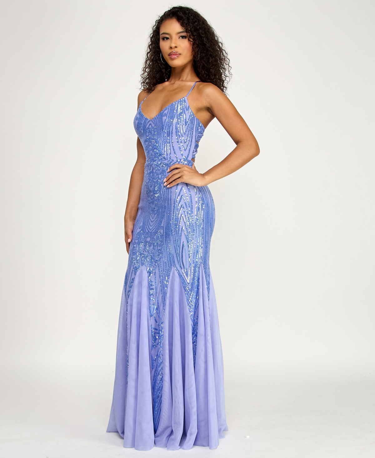 B Darlin Juniors' Sequin Detail V-Neck Dress