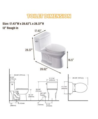 Ceramic One Piece Elongated Skirted Bathroom Fixture with Comfortable Seat Height and Soft-Closing Seat&Lid