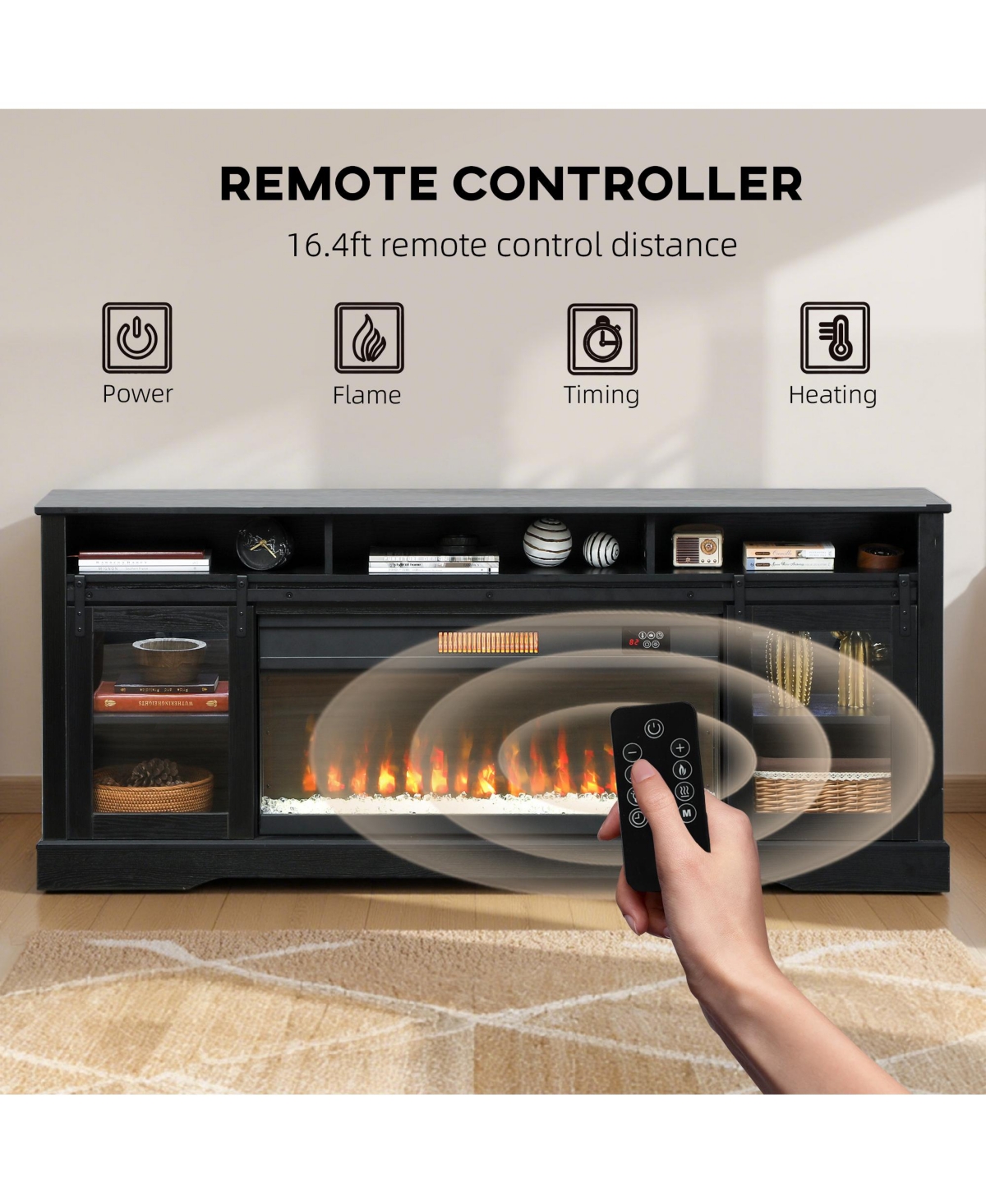 Homcom Modern Electric Fireplace Tv Sd for TVs Up to 80 Inches,