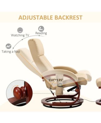 PU Leather Vibration Recliner Chair with Ottoman and Remote,