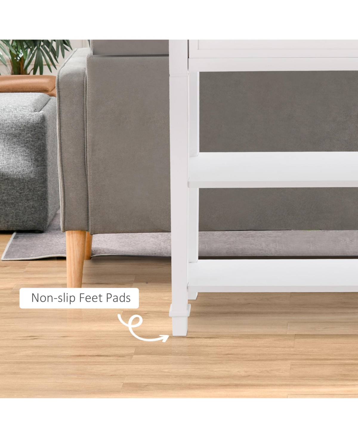 Homcom Modern Style Sofa Console Entry Hallway Table with Drawer and Shelves, Sturdy Build, and Large Storage, White