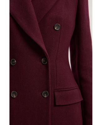 Women's Wool Double Breasted Tailored Midi Coat