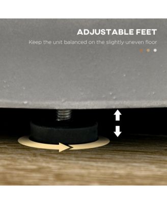 Accent Table with Concrete Finish, Round Side Table, Light