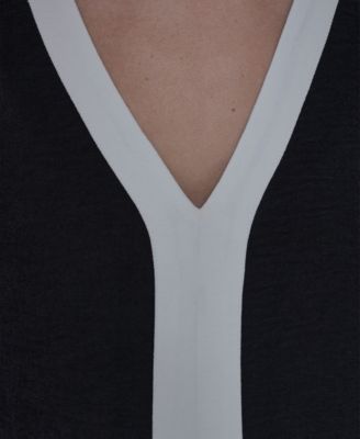 Women's Contrast Sleeveless V-Neck Top