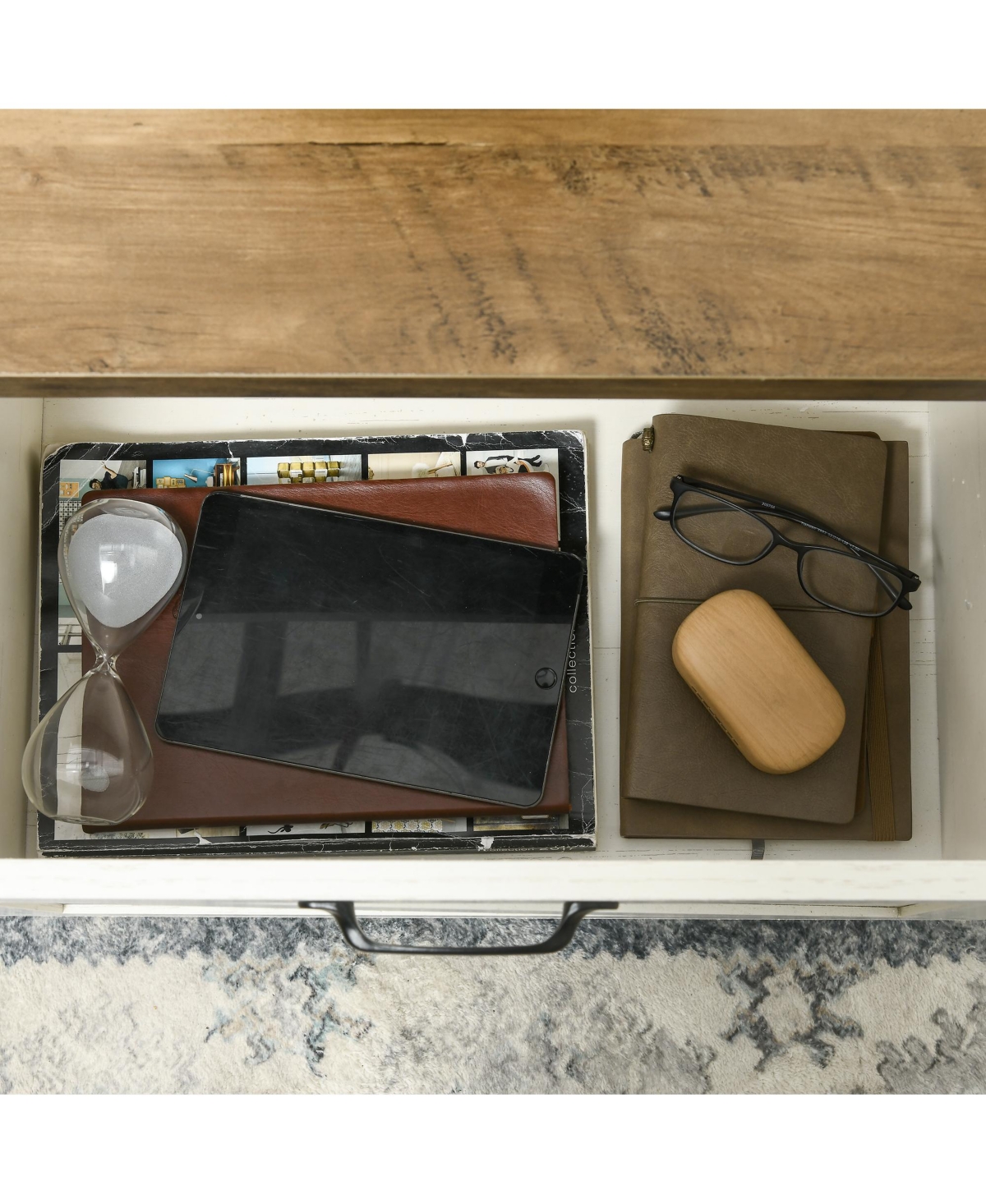 Homcom Farmhouse Coffee Table with Storage and Drawer, White