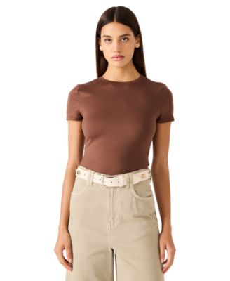 Women's Two-Tone Dome Studs Rhinestone Floral Buckle Belt