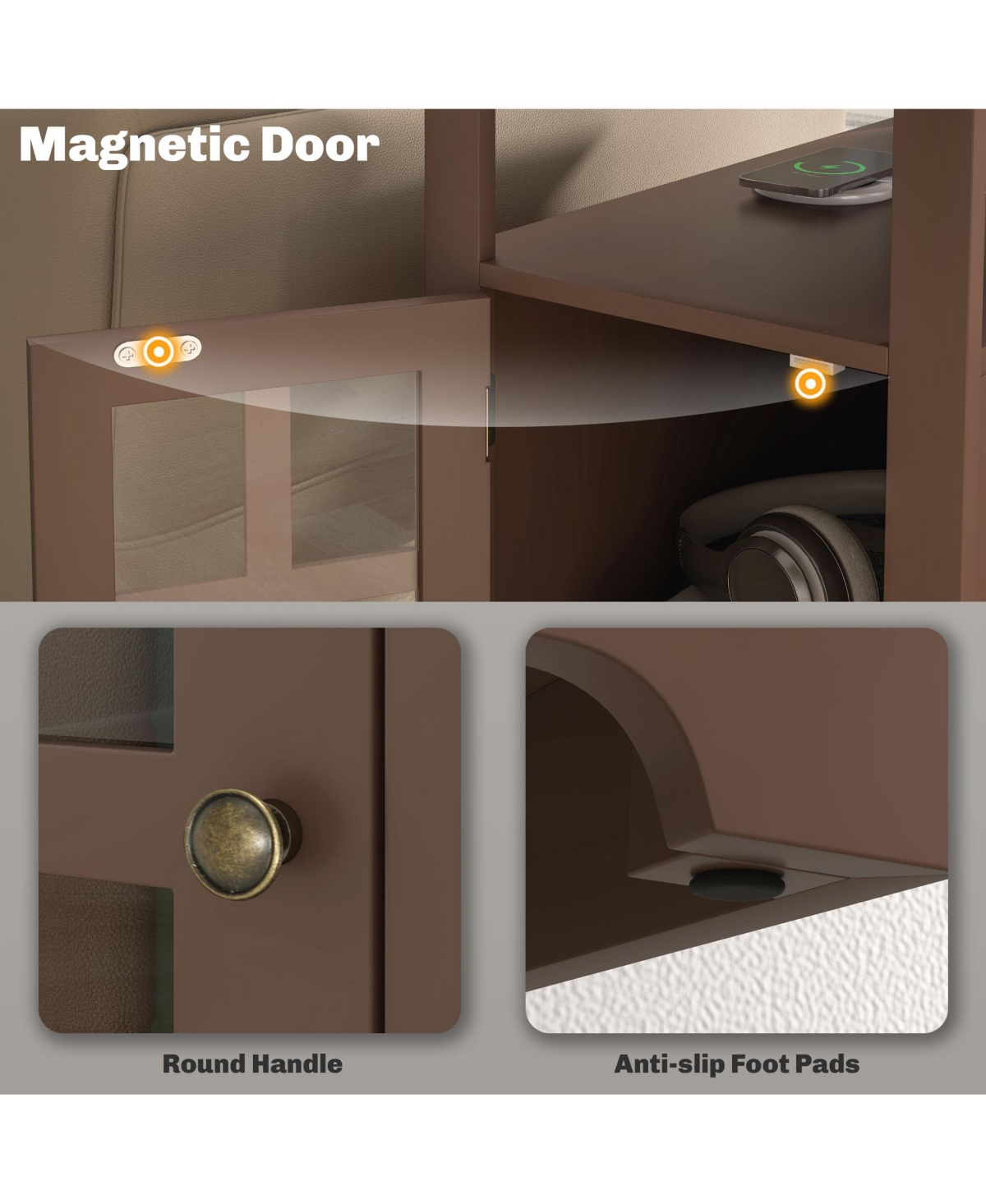 Homcom Side Table with Charging Station and Usb Ports