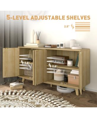 55" Modern Sideboard Buffet Cabinet with Fluted Doors Wood Legs