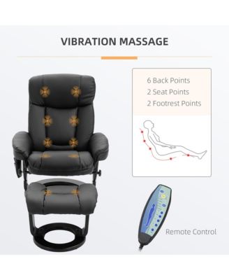 PU Leather Massage Recliner Chair W/ Footrest, 10 Vibration Points