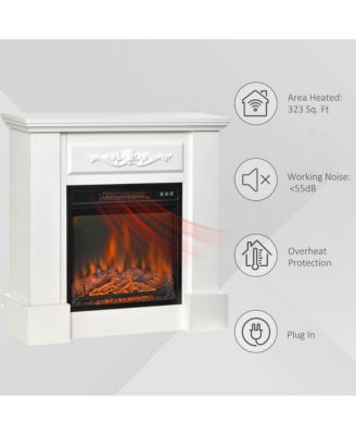 32" 1400W Electric Fireplace Mantel w/ Realistic LED Log Heater,