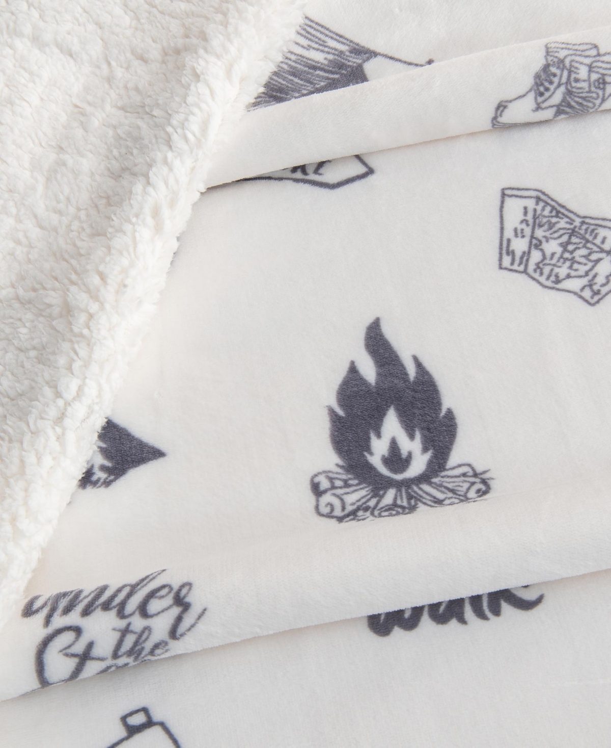 Linery & Co. Velvet Plush Reversible Sherpa Lodge Printed Throw Blanket