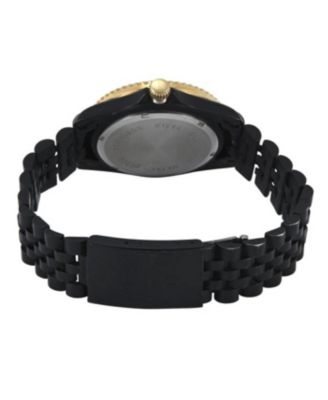 Men's Round 40mm Day-Date Rotating Bezel Watch with Matte Black Bracelet