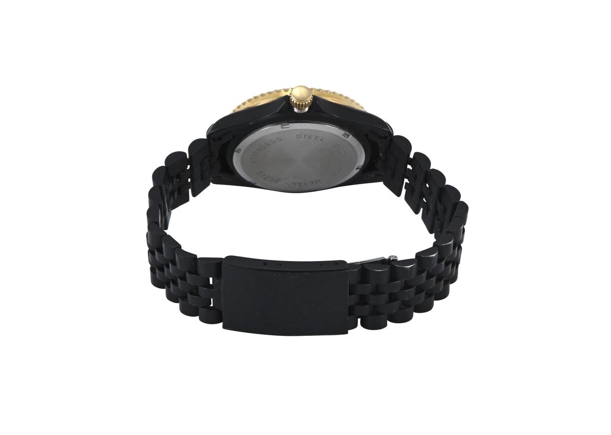 Peugeot Men's Round 40mm Day-Date Rotating Bezel Watch with Matte Black Bracelet