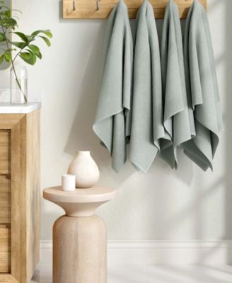 Cotton and Linen-Texture Border 4 Pack Bath Towel Set