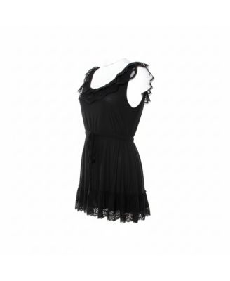 Women's Knit Lace Trim Detail Mini Dress