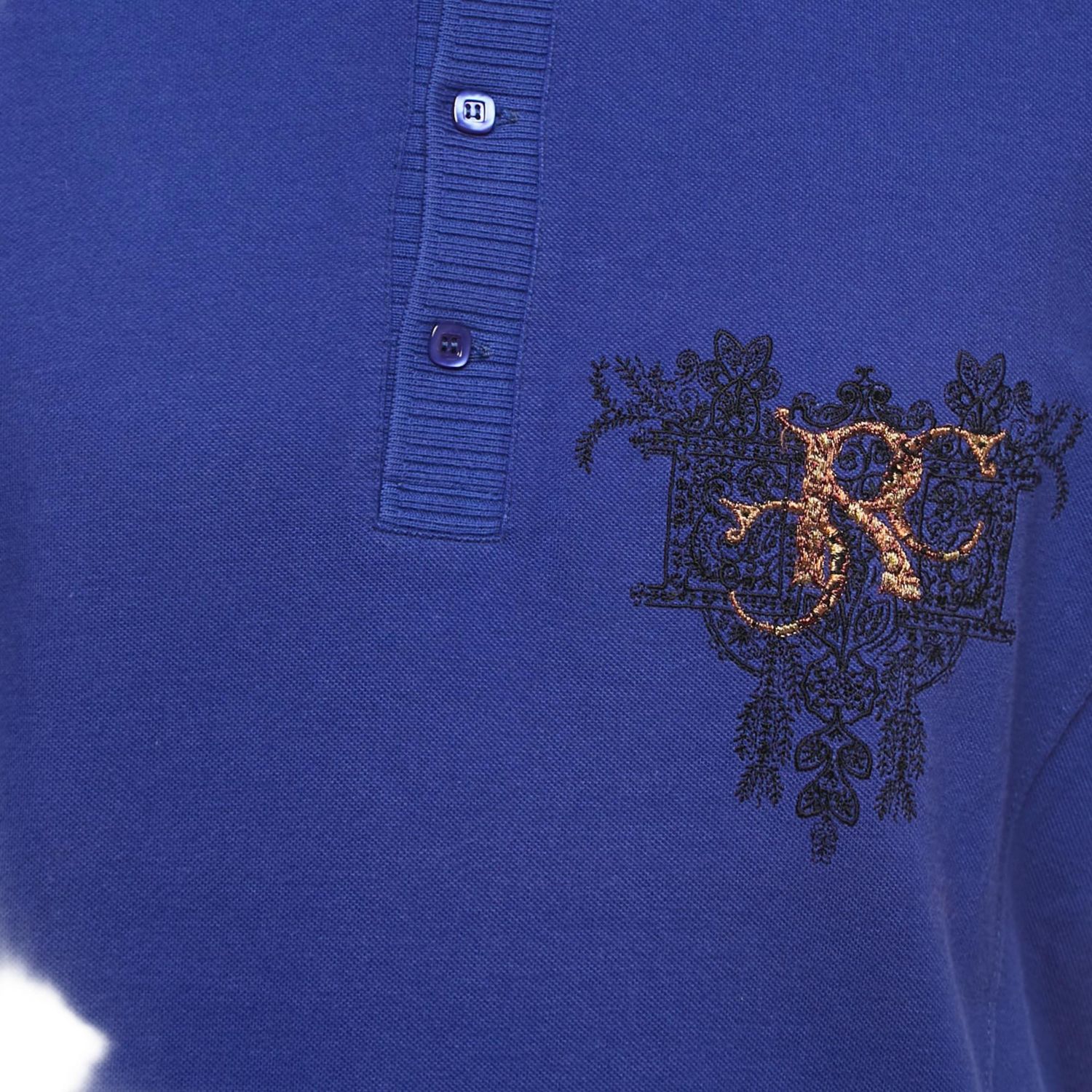 Men's Purple Logo Embroidered Cotton Polo T-Shirt
