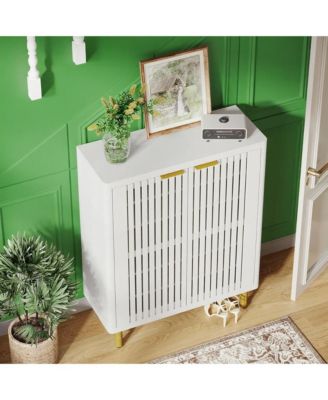Hallway Shoe Cabinet with Hidden Storage and Interior Shelves