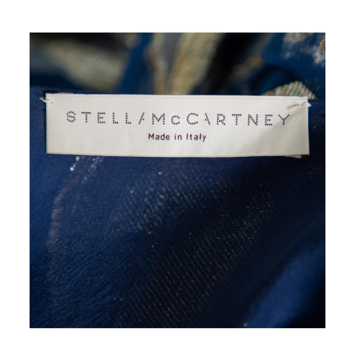 Pre-Owned Stella Mccartney Women's Blue Floral Lamandeacute Asymmetrical Hem Top