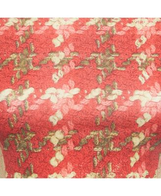 Women's Red/beige Floral Print Modal Jersey High Neck Top