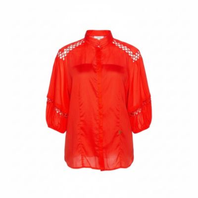 Women's Cotton Eyelet Lace Detail Blouse