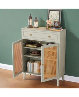 Entryway Shoe Cabinet with Pull Down Doors and Top Shelf