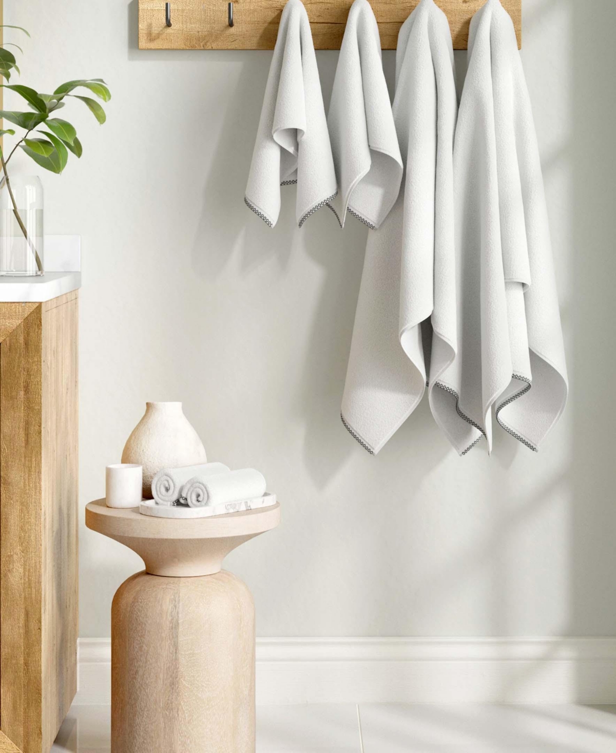 Linery & Co Quick-Dry Cotton Decorative Border 6 Piece Towel Set