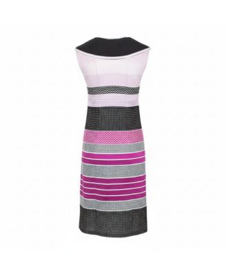 Women's Pink And Black Knit Sleeveless Dress
