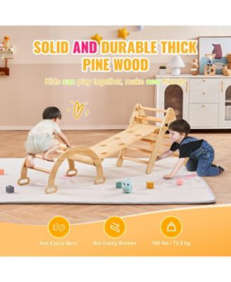 Pikler Triangle 5-in-1 Wooden Toddler Climbing Set Indoor Gym