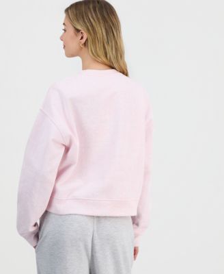 Juniors' Printed Fleece Crewneck Sweatshirt