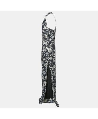 Women's Floral Print Crepe Silk Sleeveless Gown