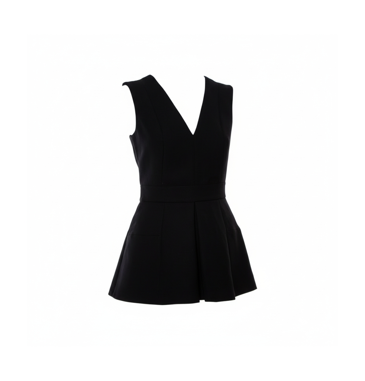 Pre-Owned Alexander Mcqueen Women's Black V Neck Sleeveless Peplum Top