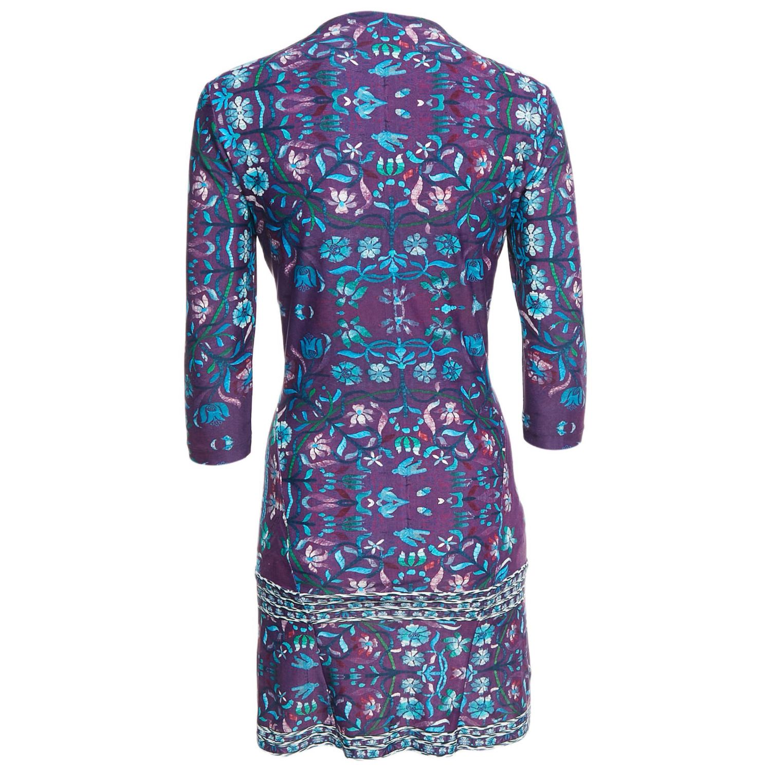 Women's Purple Floral Print Jersey V-Neck Mini Dress