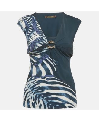 Women's Printed Jersey Neck Detail Top