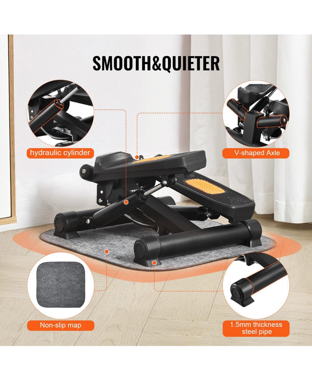 Mecale Mini Stair Stepper, Hydraulic Twist Stepper with Resistance Bands and Lcd Monitor for Home Exercise