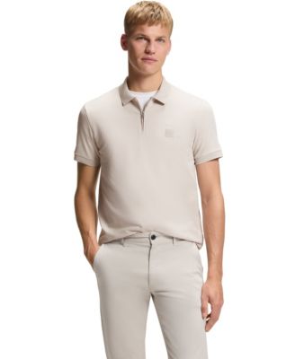Men's Stretch Cotton Zip-Neck Slim-Fit Polo Shirt