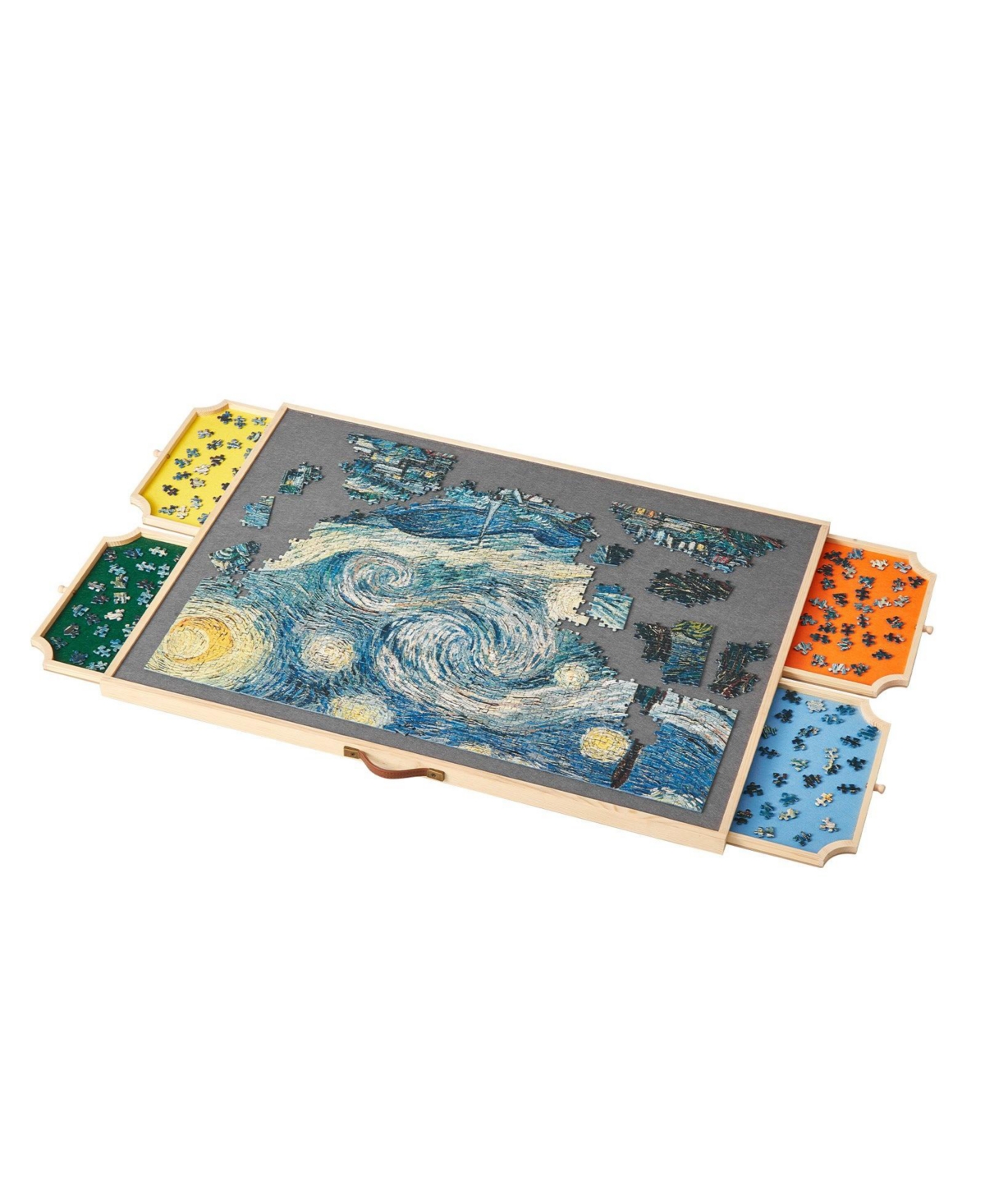 Sugift 1500-Piece Rotating Puzzle Board 34"x25" with Drawers and Cover