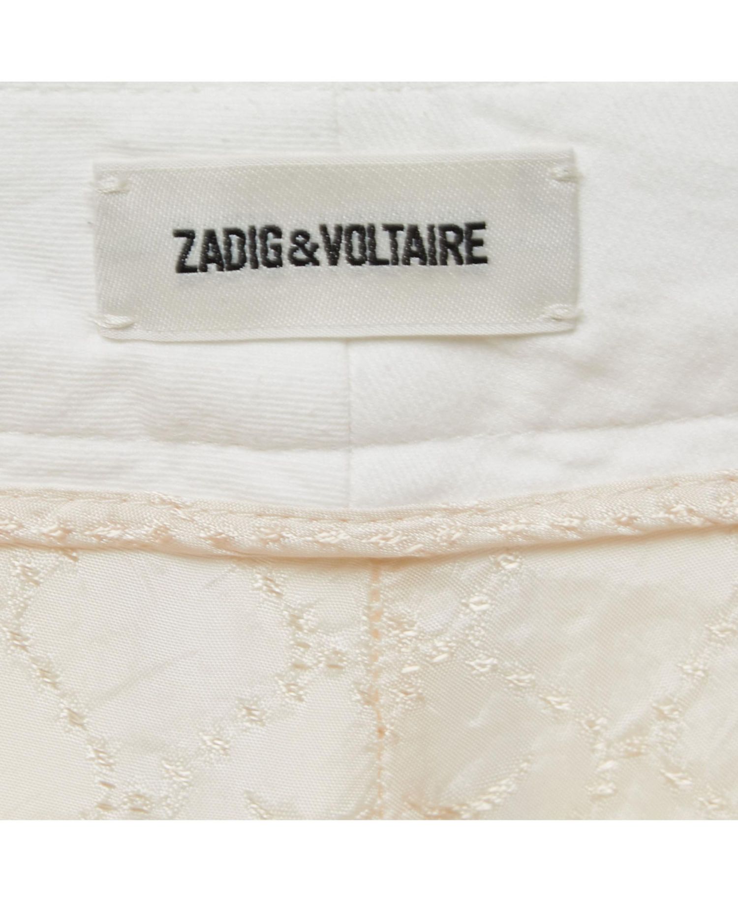 Women's White Cotton Blend Trousers