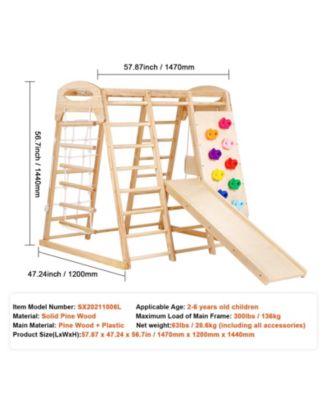 Indoor Jungle Gym 7-in-1 Wooden Toddler Climbing Playground