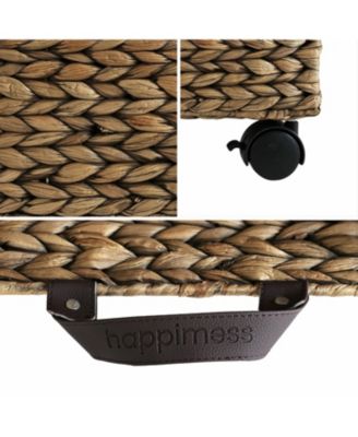 Adaline 18.11" Classic Farmhouse Hand-Woven Hyacinth Rectangular Underbed Storage Bin with Wheels and Handles