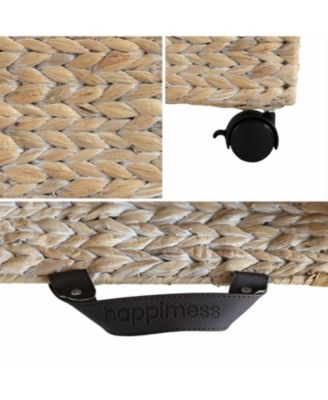 Adaline 18.11" Classic Farmhouse Hand-Woven Hyacinth Rectangular Underbed Storage Bin with Wheels and Handles