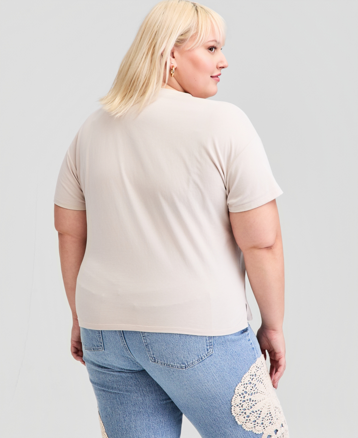 And Now This Trendy Plus Lace-Trim Graphic Print Cotton T-Shirt, Macy's Exclusive